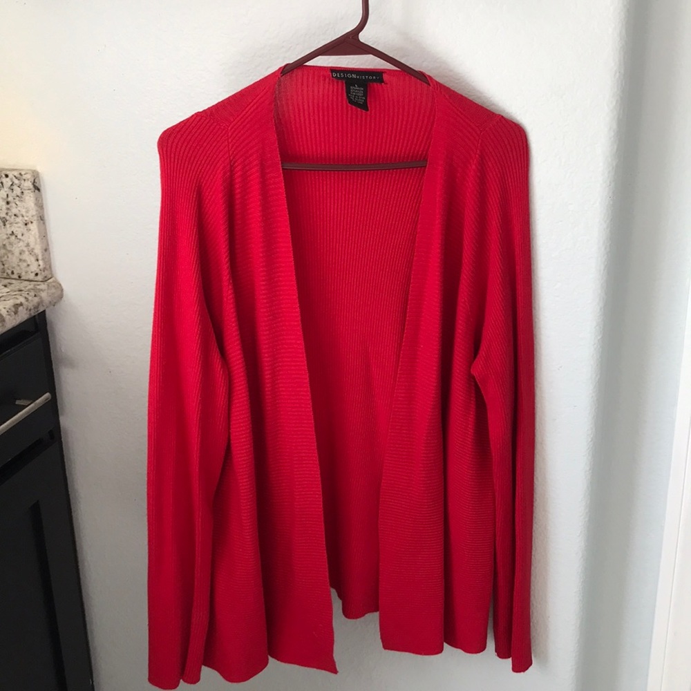 Red cardigan